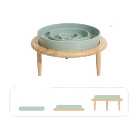 Pet Slow Food Ceramic Neck Protection Bowl (Option: 15.5CM-Bowl With Rack Light Green)