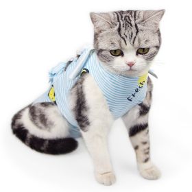 Pet Cat Neutering Weaning Clothes Breathable (Option: Blue Stripe Pineapple-M)