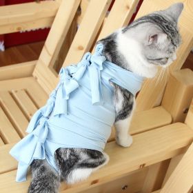 Pet Cat Neutering Weaning Clothes Breathable (Option: Pure Blue-M)
