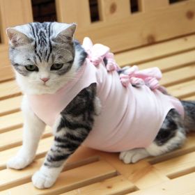 Pet Cat Neutering Weaning Clothes Breathable (Option: Solid Color Pink-M)