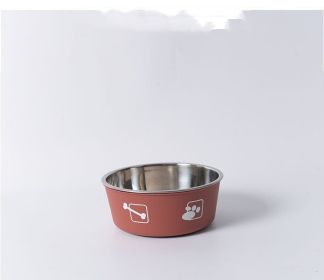 Stainless Steel Rice Bowl Dog Basin (Option: Cinnabar Red-L)